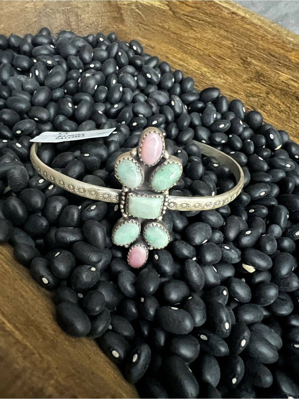 Sterling Silver Pink Conch and Paloma Cuff Bracelet